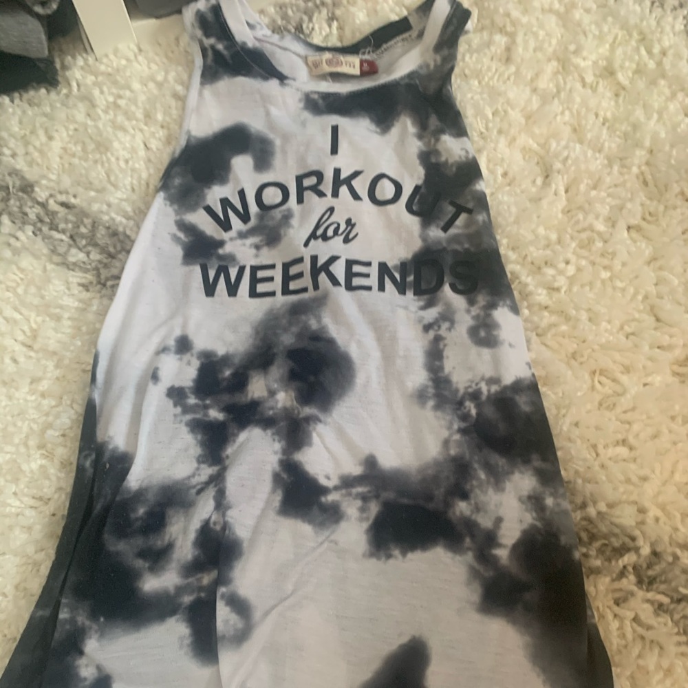 Tie Dye White and Black Tank Top